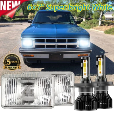 PAIR For Chevrolet S10 Blazer 1983-1994 7X6" LED Headlights Kit Hi-Lo Beam white - Image 1 of 4