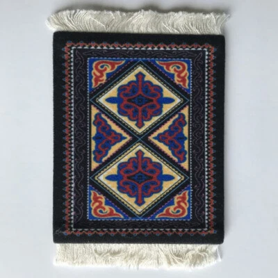 Woven Cup Pad Persian Pattern Rug Mat Mini Office Table Decor Home Craft Retro - Image 1 of 4
