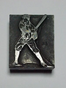 Vintage Letterpress Printing Block Baseball Batter - Picture 1 of 6