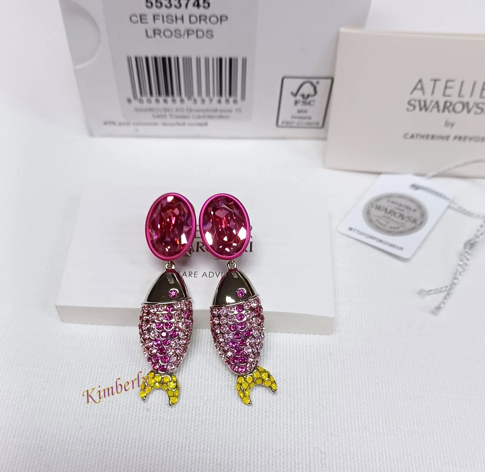 Pendientes Swarovski Mustique Sea Life Pez Cristal Rosa Auténticos NUEVOS 5533745 Foto 1 de 4