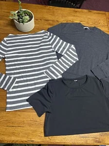 Fabletics Black Joy Lab Long Sleeve T-Shirt Women's Striped Gap Shirt H18 - Picture 1 of 6