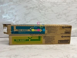 2 OEM Kyocera TASKalfa 2551ci, CS2551ci TK-8327 Cyan & Yellow Toners (Open Cyan) - Picture 1 of 9