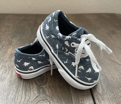 Zapatilla deportiva con cordones Vans Dinosaur unisex para niños pequeños talla 4 azul denim blanco Foto 1 de 4