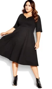NWT City Chic Cute Girl Elbow Sleeve Midi Dress Womens Black Size 12 (XXS) - Picture 1 of 7