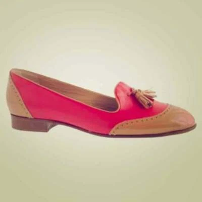 J.Crew Tassel Brogue Loafer Patent Leather 6.5 Red Tan Colorblock - Image 1 of 4