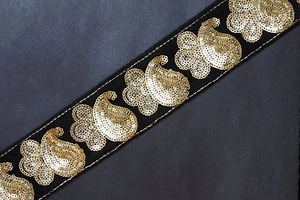 Jasdee Vintage Border Trim Hand Work Sequins Embroidery On Velvet By Yard A1261 - Picture 1 of 3