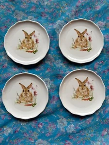 Set Of 4 Elegance Rabbit Bunny Dessert Plates Vintage - Picture 1 of 8