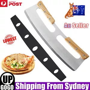 35cm Kitchen Stainless Steel Pizza Cutter Rocker Blade Slicer + Protective Cover - Picture 1 of 10