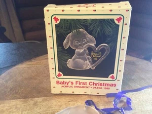 1988 Hallmark Keepsake Acrylic Christmas Ornament BABY'S FIRST CHRISTMAS VTG - Picture 1 of 3