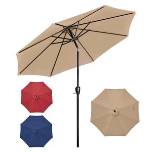 10FT Outdoor Patio Umbrella Table Market Umbrella with Push Button Tilt & Crank - Picture 1 of 7