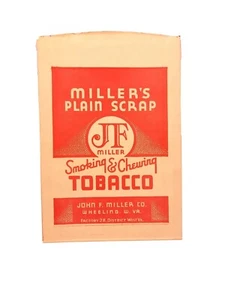 Bolsa de tabaco J F Miller vintage sin usar chatarra lisa bolsa de tabaco ruedas WV  - Imagen 1 de 4