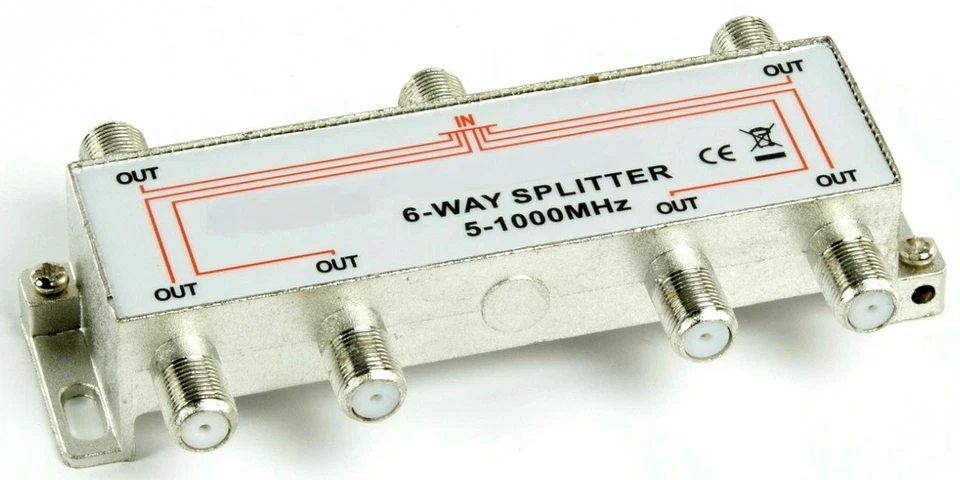 DIE CAST & SEALED 6 SIX WAY SATELLITE CABLE TV SIGNAL SPLITTER - Image 1 of 1