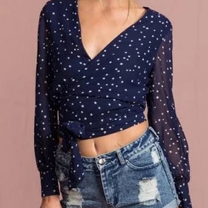 NWT LIONESS Twilight Star Wrap Top in Navy/White Size XS - Picture 1 of 8