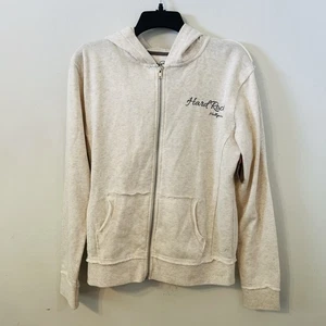 Sudadera con Capucha Hard Rock Hollywood Cremallera Completa Talla M Avena Beige Bolsillos LOGO Suave NUEVA - Imagen 1 de 10
