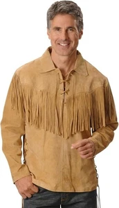 Vintage Scully Herren Fransen Wildleder Leder Hemd 3XL NEU mit Punkt am Rücken - Bild 1 von 15