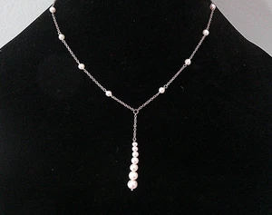 Honora 925 Sterling 16" Zuchtperlen Y Halskette mit 2,25" 7 Perlen Tropfen - Bild 1 von 3