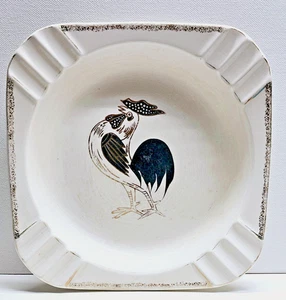 Cenicero Gallo Blanco y Negro Pintado a Mano - De Colección Japón - Imagen 1 de 4