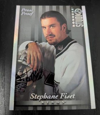 1997-98 Donruss Studio Press Proof 52 Goalie Stephane Fiset Los Angeles Kings - Image 1 of 2