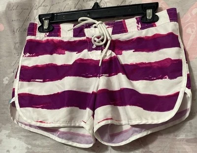Pantalones cortos de natación para mujer OLD NAVY con cordón sin forro talla pequeña a rayas blancas Foto 1 de 4