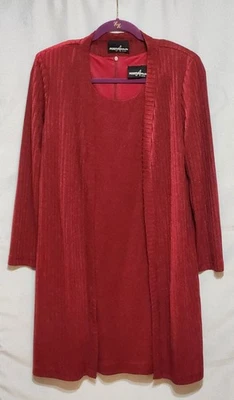 Conjunto de vestido y cárdigan abierto Positive Attitude Petite 8P rojo sin mangas para mujer Foto 1 de 4