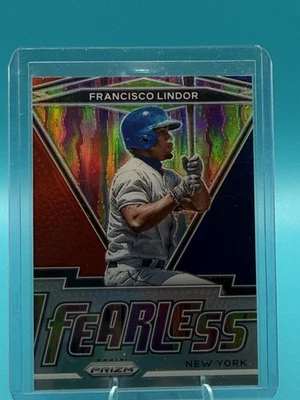 2021 Panini Prizm - Fearless Francisco Lindor #FR-6 Red White & Blue Prizm - Image 1 of 2