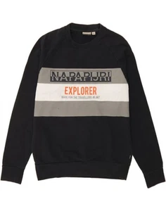 NAPAPIJRI Mens Graphic Sweatshirt Jumper Medium Black Cotton CA09 - Picture 1 of 3