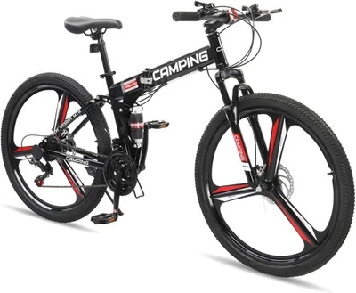 26 Inch Foldable Mountain Bike,21 Speed Double Shock,Mechanical Dual Disc Brakes - Image 1 of 4