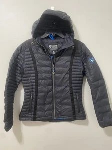 KUHL Projekt Spyfire Womens Goose Down Puffer Full Zip Hoody Jacket Black Medium - Picture 1 of 6