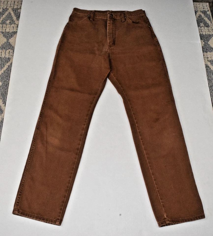 Jeans Wrangler vintage para hombre talla 29 x 30,5 años 80 canela marrón cintura alta hechos en EE. UU. Foto 1 de 4