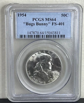 1954 "BUGS BUNNY" FS-401 FRANKLIN HALF DOLLAR 50c-PCGS MS64 CHOICE BU - Image 1 of 2