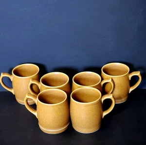 6 Denby Langley ENGLISH BROWN Coffee Mugs Rams Head Cups England Stoneware 1970s - Picture 1 of 7