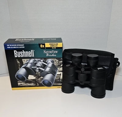 Bushnell 8x40 NatureView Porro Prism Binoculars w/ Box, Strap & Carry Case VTG - Image 1 of 4