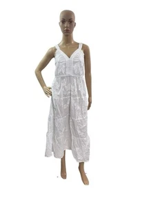 Vestido floral bordado blanco sin mangas talla mediana Japna Lounge para mujer - Imagen 1 de 5