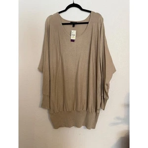 Lane Bryant Womens Gold Metallic Dolman Sleeve Tunic Top Plus Size 26/28 - Picture 1 of 4