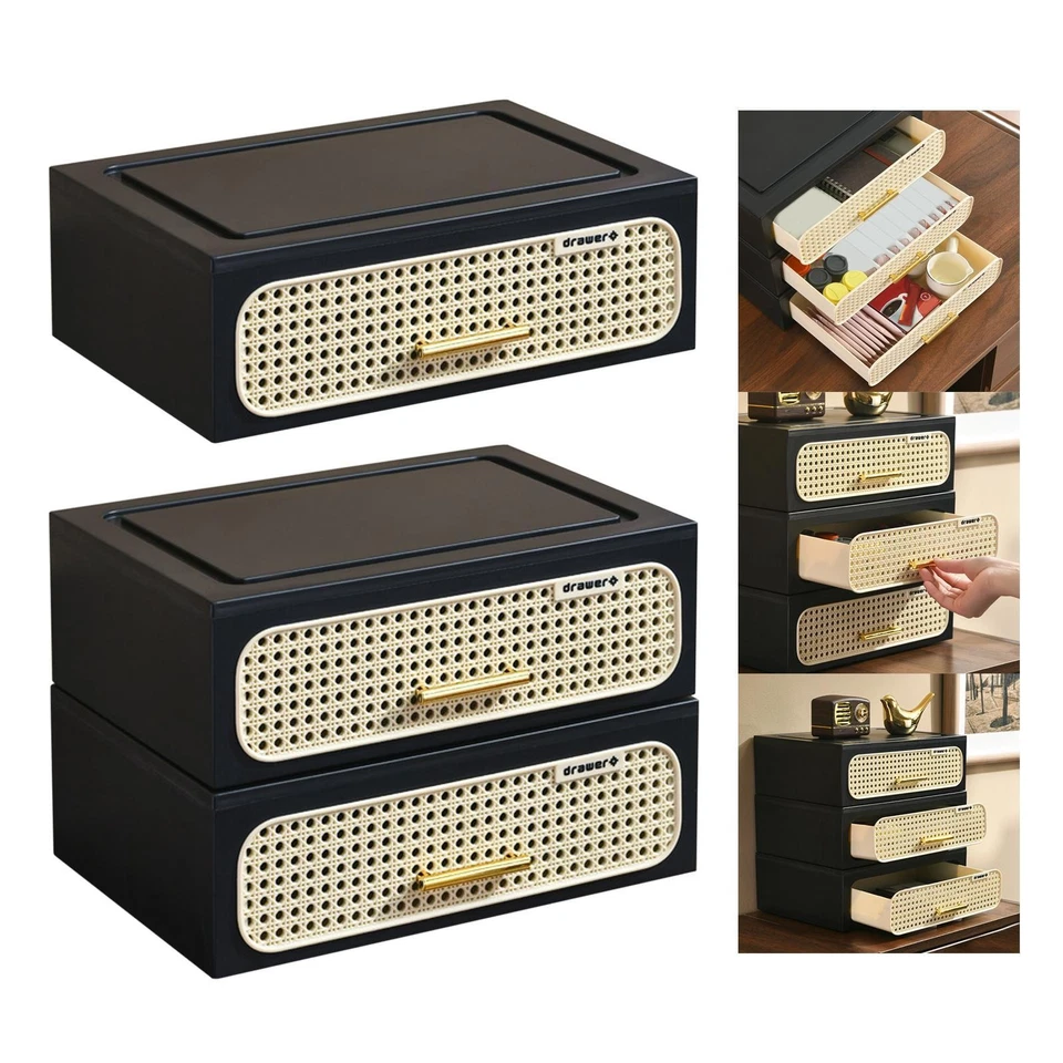 Imitation Rattan NightStand with Drawer for Dormitory Living Room Apartment - Image 1 of 1