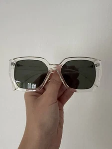 RARE As New Vintage Clear Frame Square Sunglasses - Picture 1 of 9