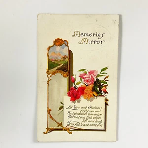Tarjeta postal 1923 espejo de memoria mejores deseos publicado en relieve - Imagen 1 de 7