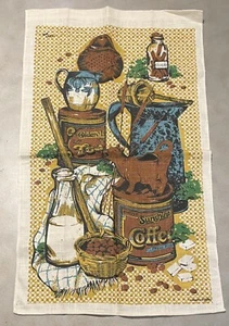 Vintage Küche Geschirrtuch Leinen Bob Goryl Kay Dee Siebdruck 16x27 - Bild 1 von 3