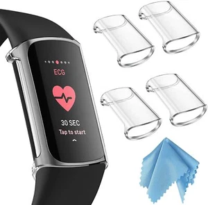 [4 Pack] Case for Fitbit Charge 5 Full-Around Screen Protector TPU Cover Bumper - Picture 1 of 10