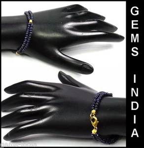 57+ Ct Top Quality Two Line Natural Blue Sapphire Bracelet 7.5" Inches Long - Picture 1 of 1