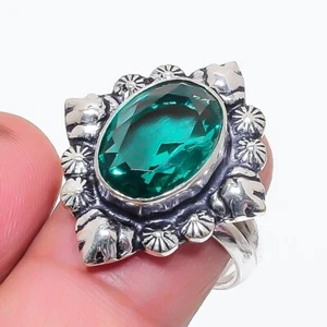 Paraiba Tourmaline Gemstone 925 Sterling Silver Jewelry Ring Size 8 (US) - Picture 1 of 1