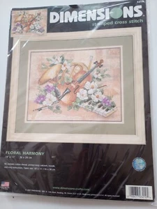 NEW Dimensions "FLORAL HARMONY" Stamped Cross Stitch Kit # 3210 - Picture 1 of 7