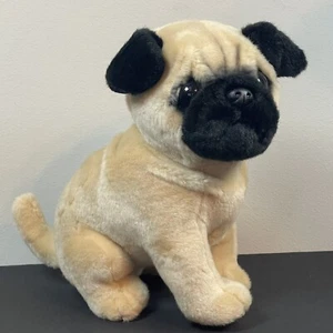 Aurora Realistic Pug Puppy Dog 9" Cute & Soft Plush Stuffed Animal Toy Sitting - Picture 1 of 9