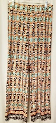 Wide Leg Women's Pants Elastic Waist Southwest Design Stretch Size Medium - Image 1 of 4