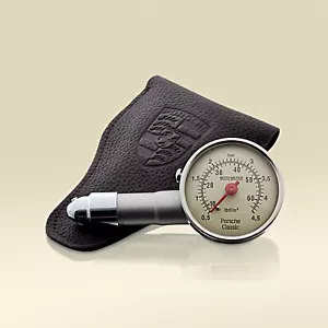OEM Genuine Porsche Classic Tire Pressure Gauge with Leather Pouch 911 356 993 - Foto 1 di 3