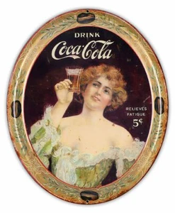 COCA COLA RELIEVES FATIGUE SODA 16" OVAL HEAVY DUTY USA METAL AGED ADV SIGN - Picture 1 of 1