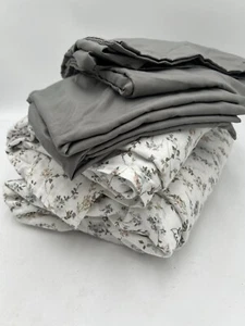 Thistle + Rye King Sheet Set 100% Cotton Paisley Floral Green/Pink Cottage 4 Pc - Picture 1 of 4