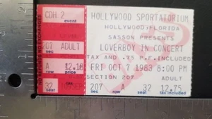LOVERBOY / ZEBRA - VINTAGE 7. OKTOBER 1983 HOLLYWOOD, FLORIDA KONZERT TICKET STUB - Bild 1 von 1