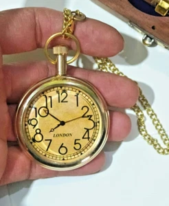 Reloj Bolsillo Retro Marítimo Latón - 2" Clásico Estilo Elgin Coleccionable - Imagen 1 de 8