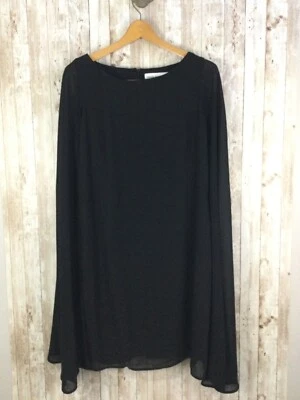 Emma & Michele Sz 12 Black Sheath Dress Sleeveless with Long Sheer Cape Sleeves - Image 1 of 4
